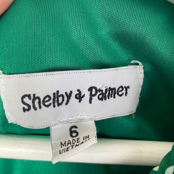 Shelby & Palmer Women's Vintage Polka Dot Retro Dress Size 6 Green Chiffon Navy - Picture 5 of 10